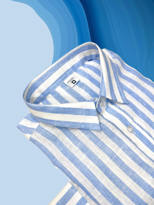 Blue White Striped Linen Shirts