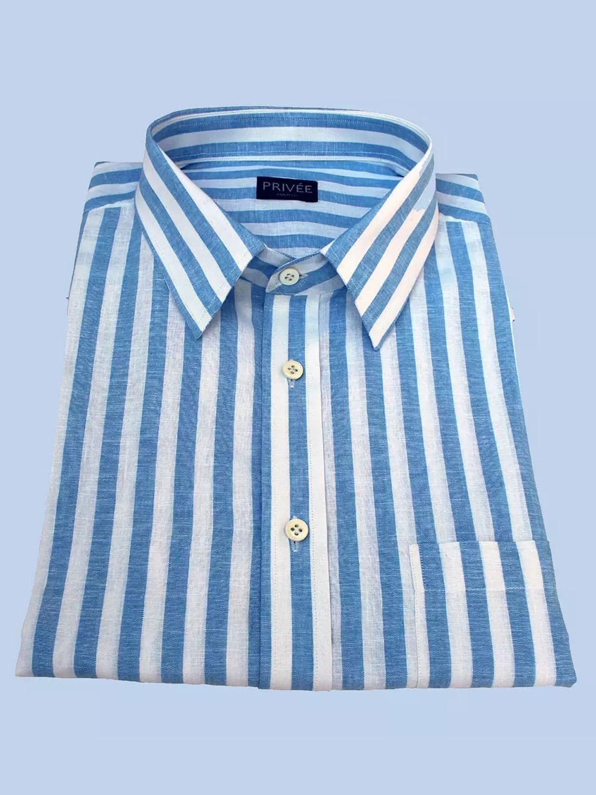 Blue White Striped Linen Shirt