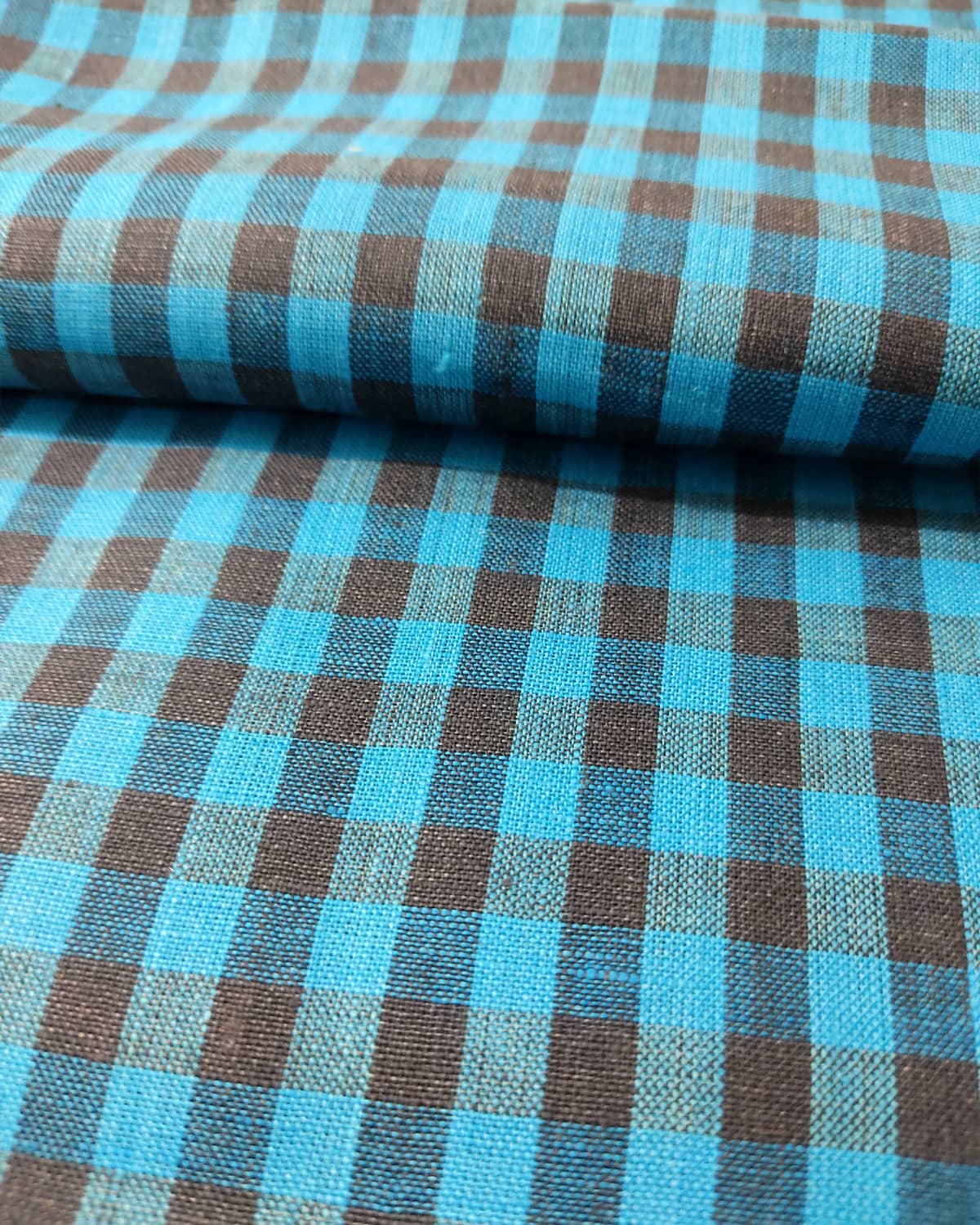 Crimson Blue Check Linen Shirt