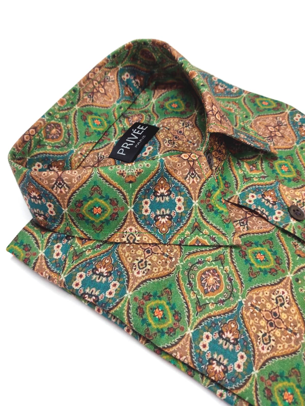 Green Designer Print Shirt (For Mehndi Ceremony)