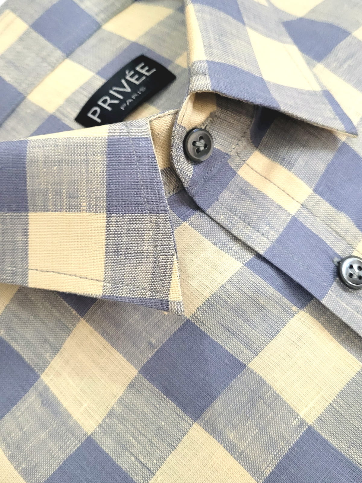 Khaki Grey Check Linen Shirts India