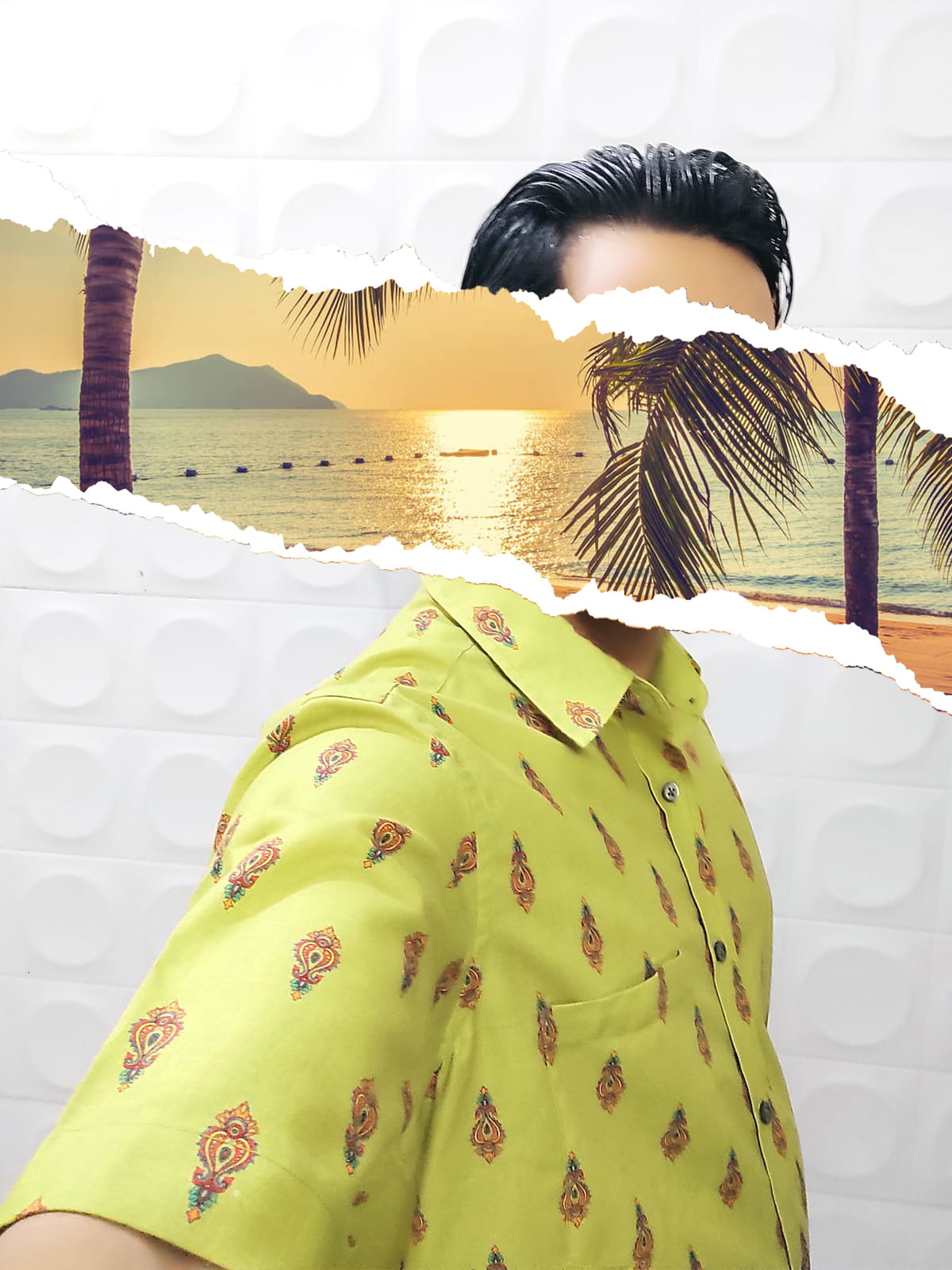 Lime Green Designer Print Shirt