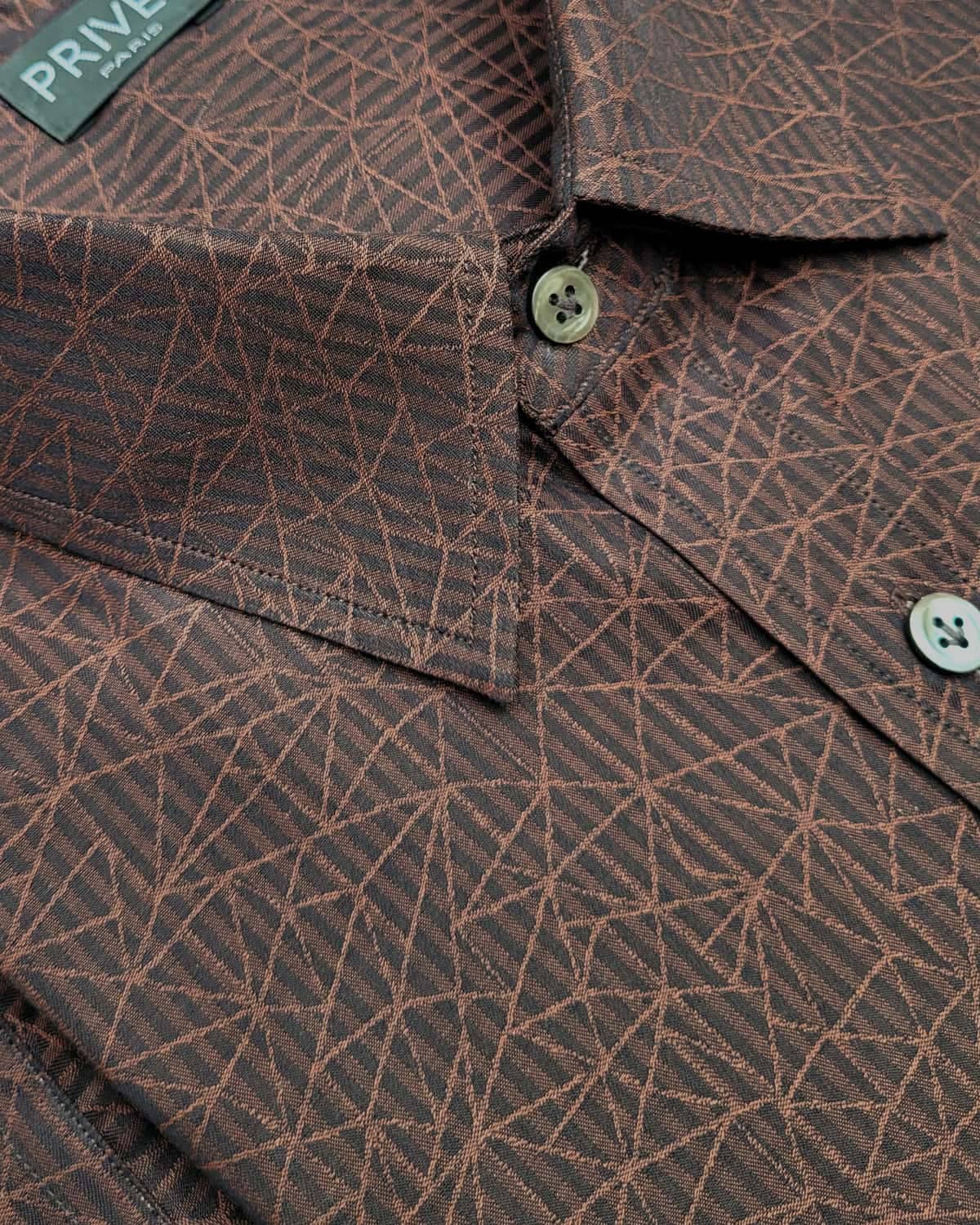 Brown Party Wear Shirt in 2 Ply