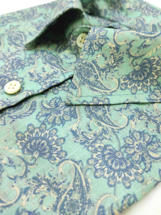 Aqua Floral Print Shirt
