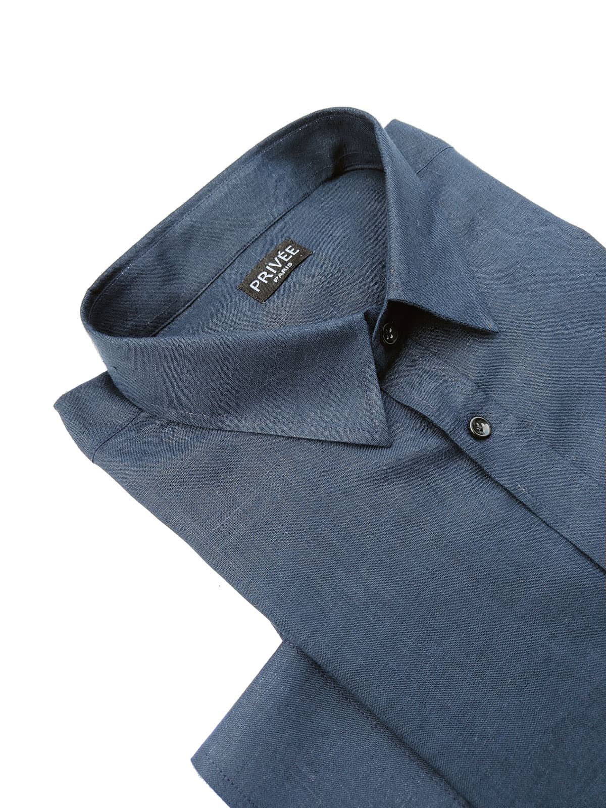 Navy Blue Linen Shirts