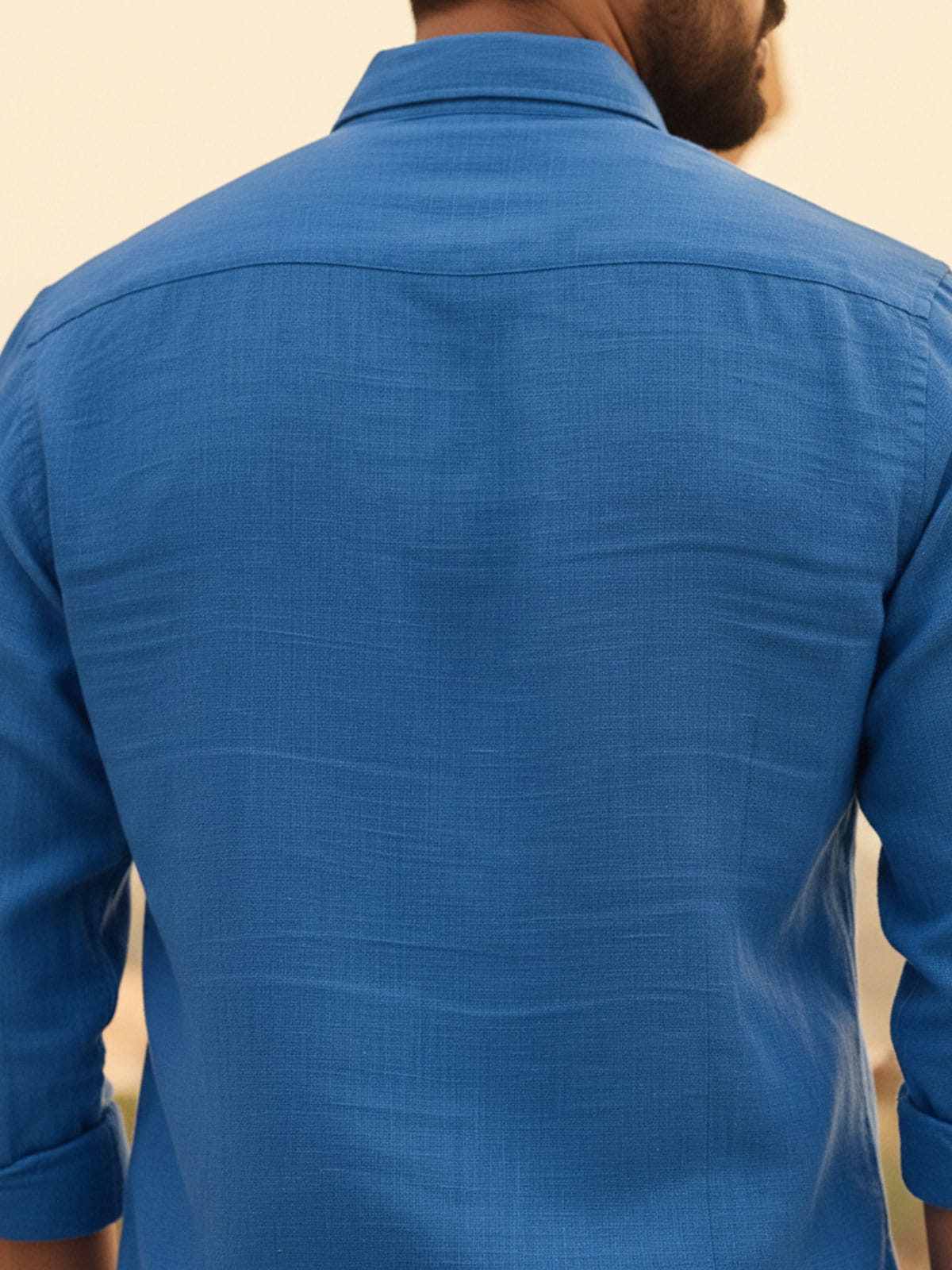 Royal Blue Linen Shirt Men