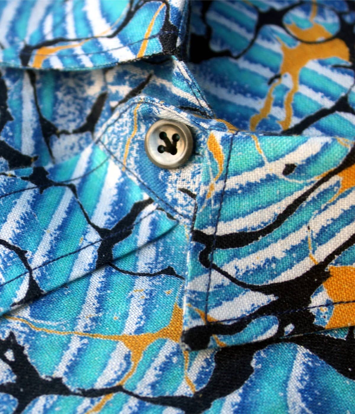 Splash of Aqua Printed Linen Shirt Privee Paris