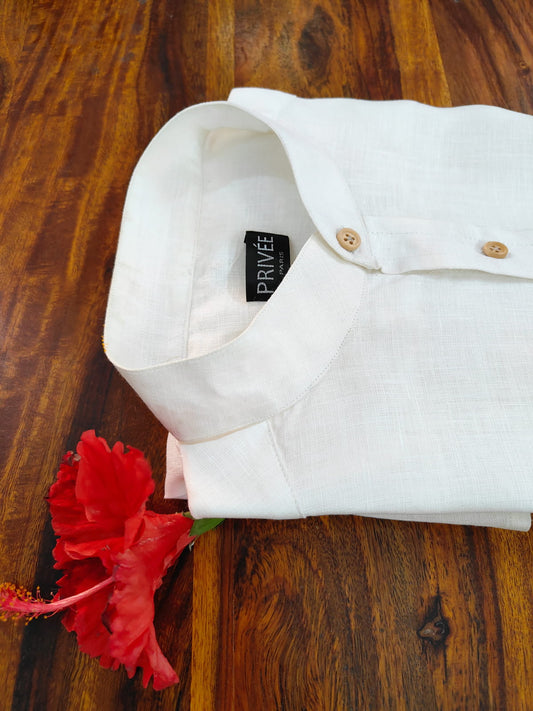 Pristine White Linen Shirt for Honeymoon Travelers
