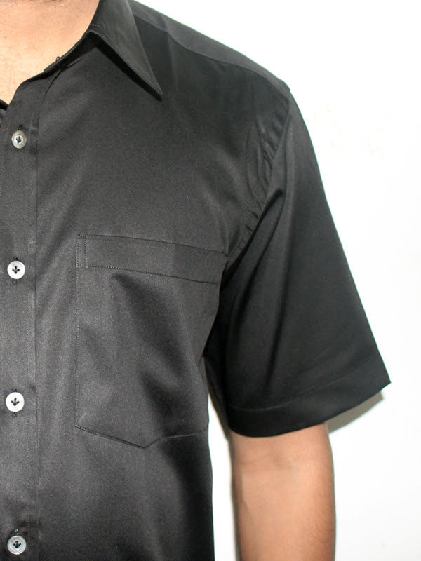 Black Cotton Shirt (Half Sleeves) India