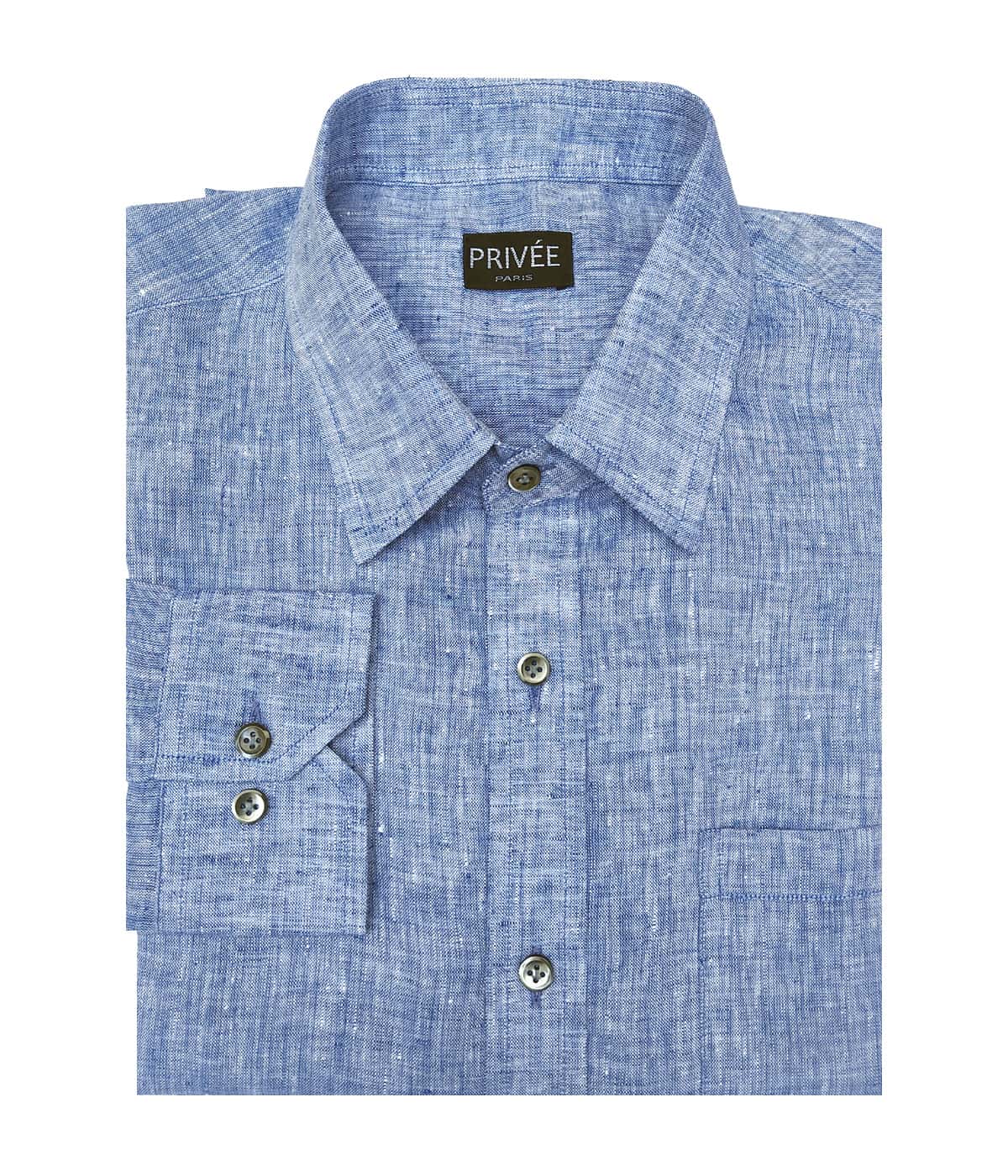Privee Paris Indigo Blue Linen Shirt