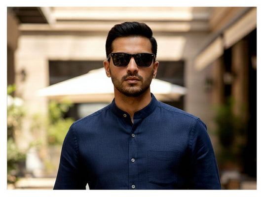 Navy Blue Linen Shirt