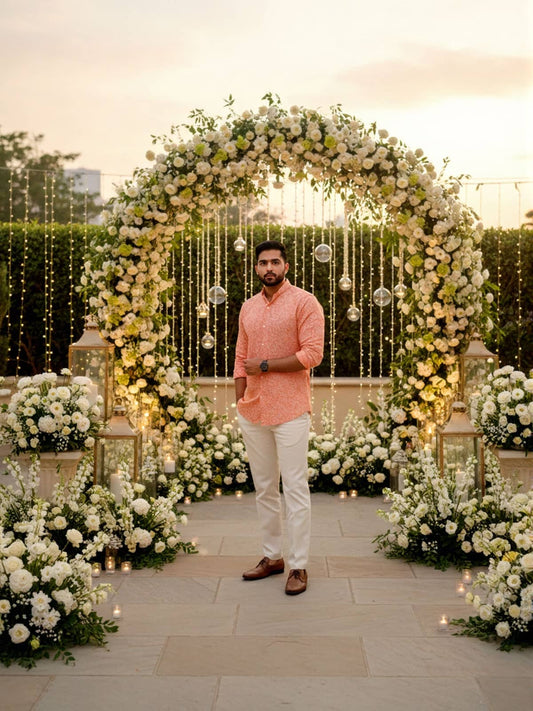 Apricot Linen Wedding Shirts India