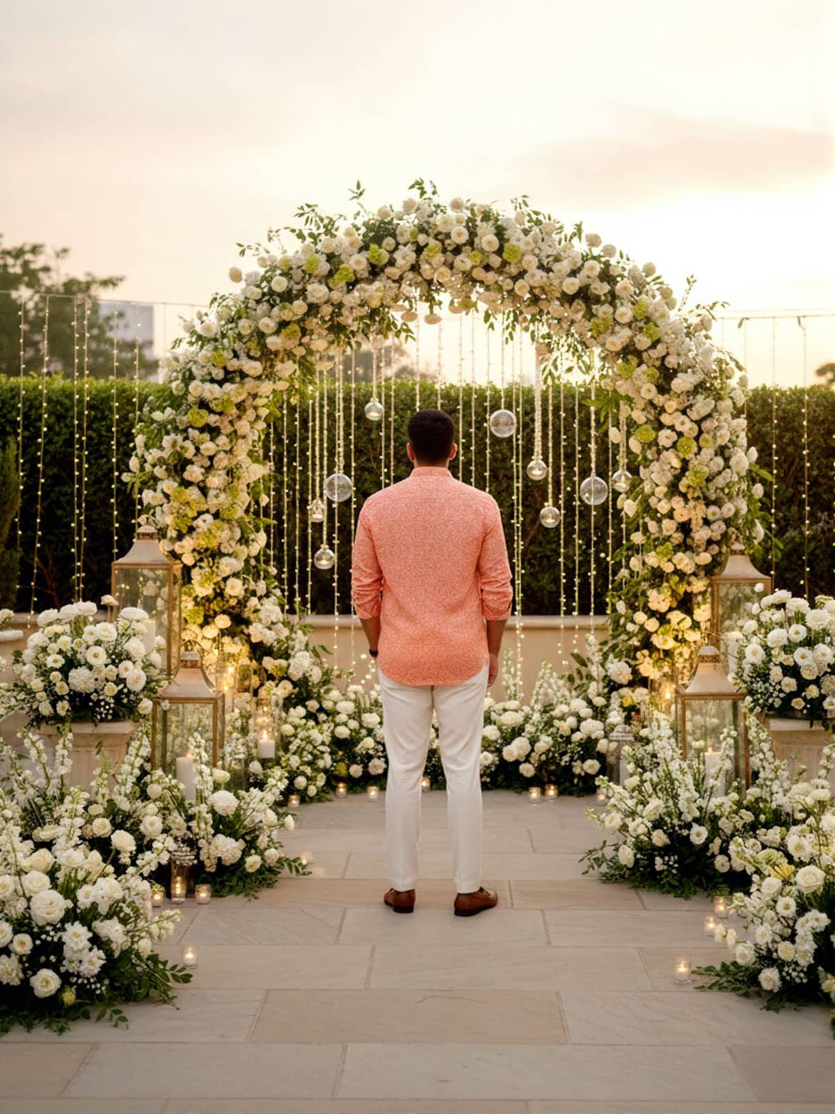 Apricot Linen Wedding Shirt