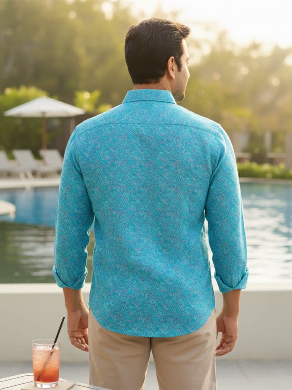 Privee Paris Aqua Blue Resort Shirt