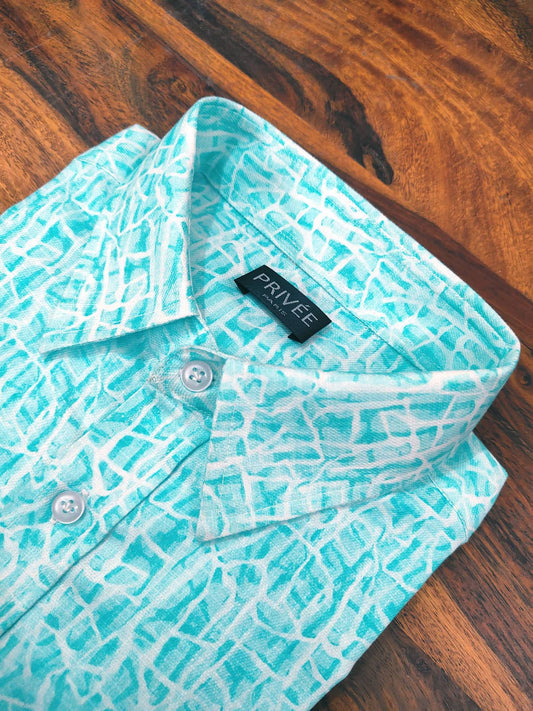 Aqua Splash Print Shirt (Half Sleeve)