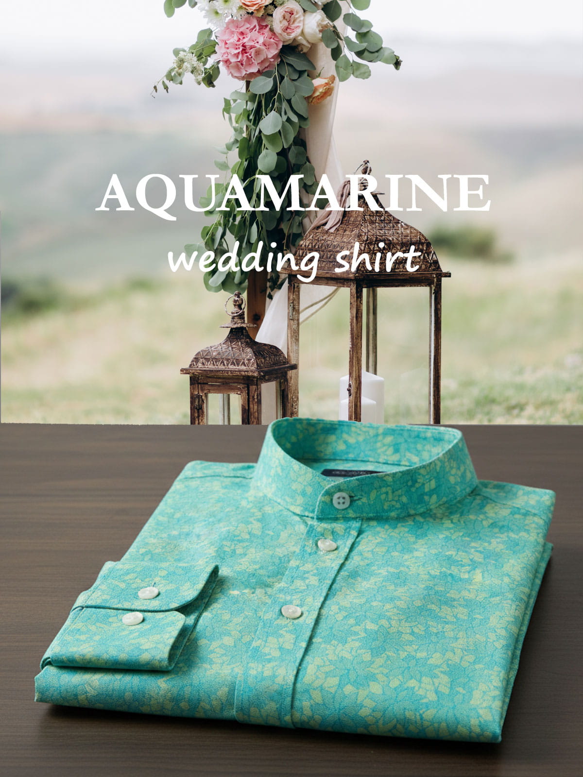 Aquamarine Floral Wedding Shirt