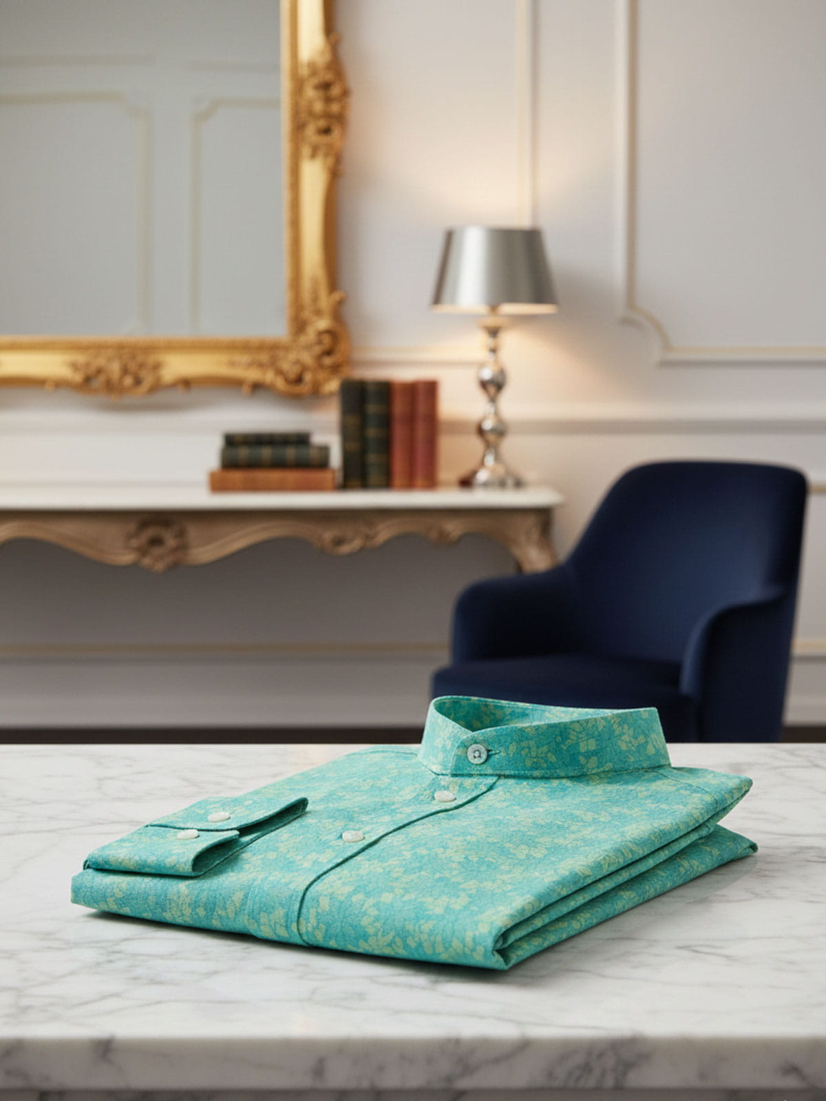 Aquamarine Floral Wedding Shirt Priveeparis