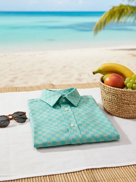 Privee Paris Aquamarine Linen Shirt
