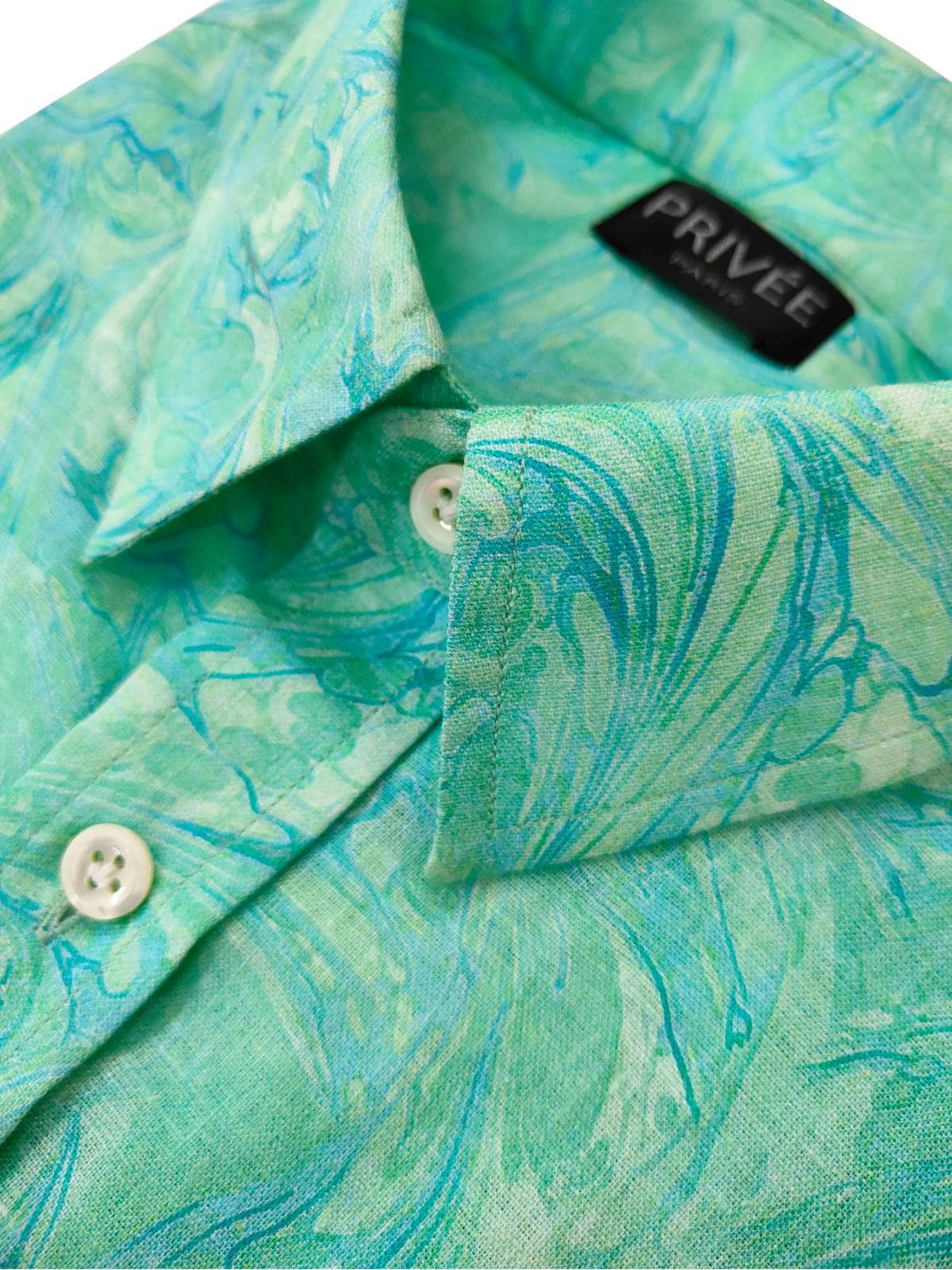 Aquamarine Printed Linen Shirt