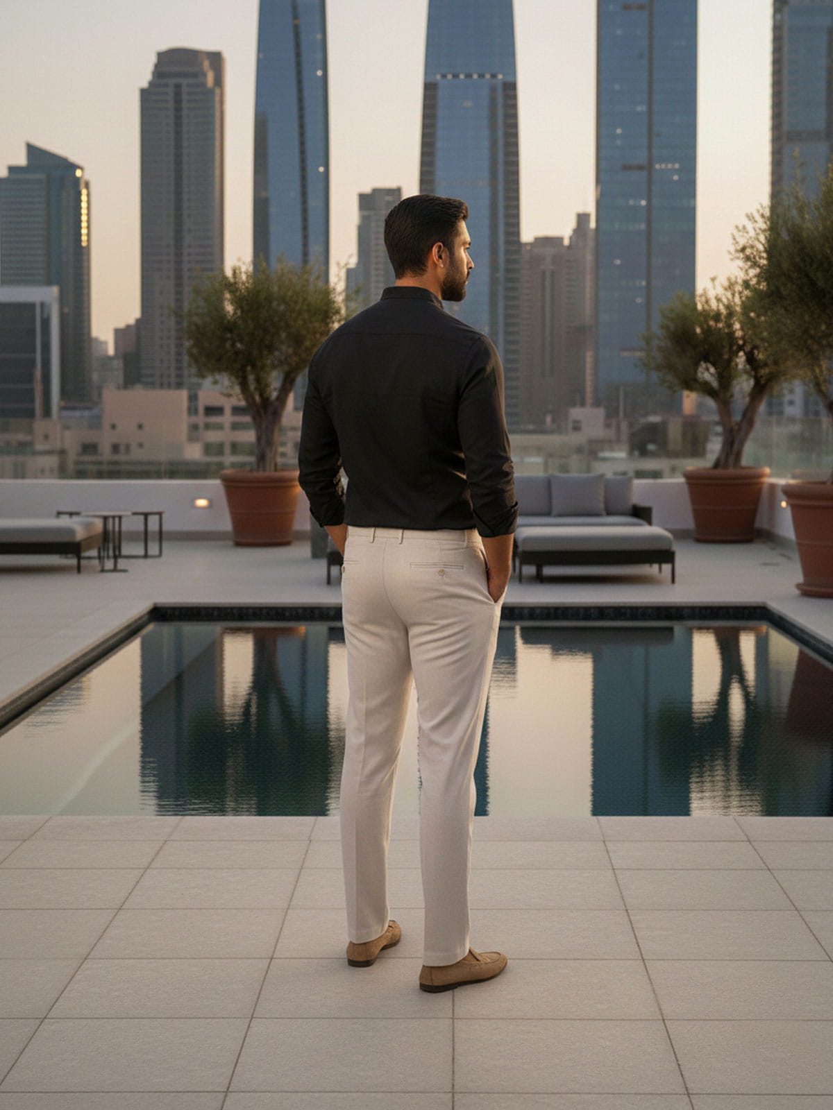 Black Linen Band Collar Shirt Priveeparis