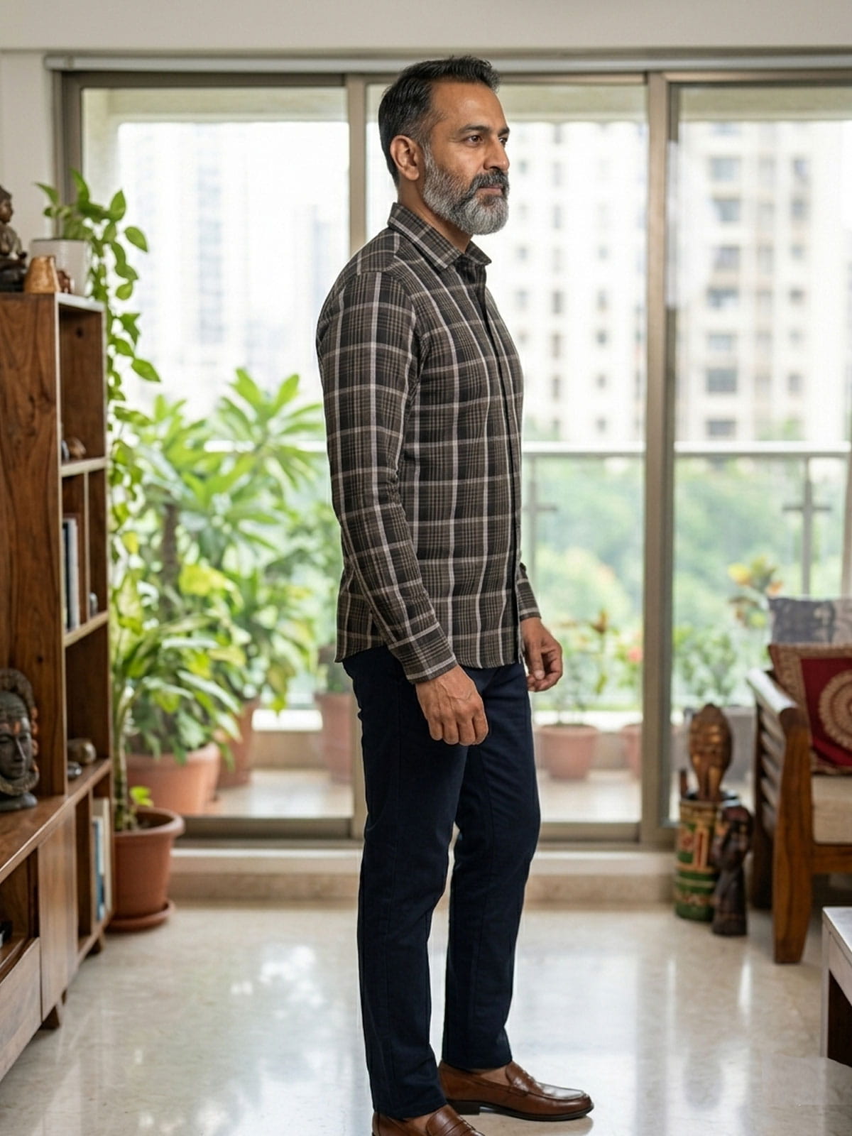 Black White Check Shirt India