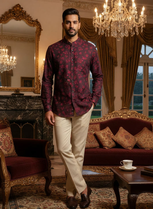 Privee Paris Cherry Red Wedding Shirt