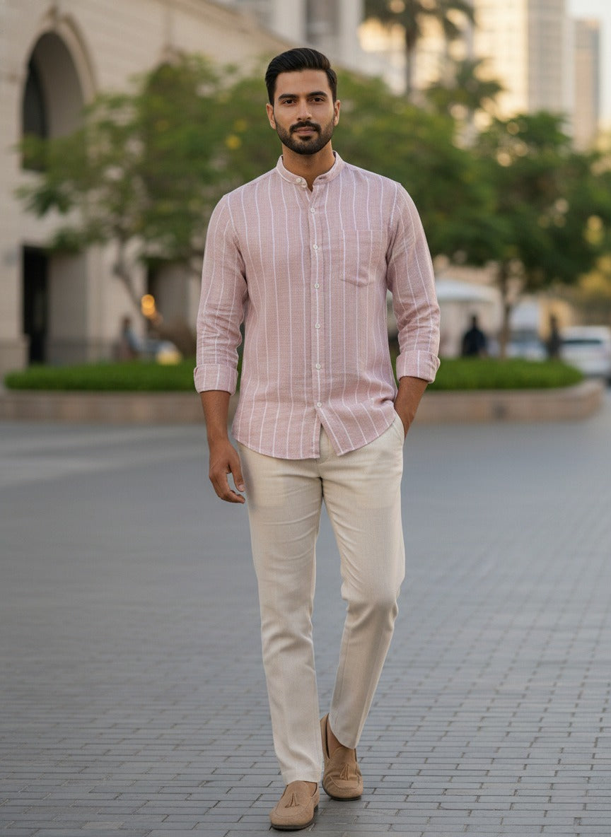 Cottage Cream Striped Linen Shirt