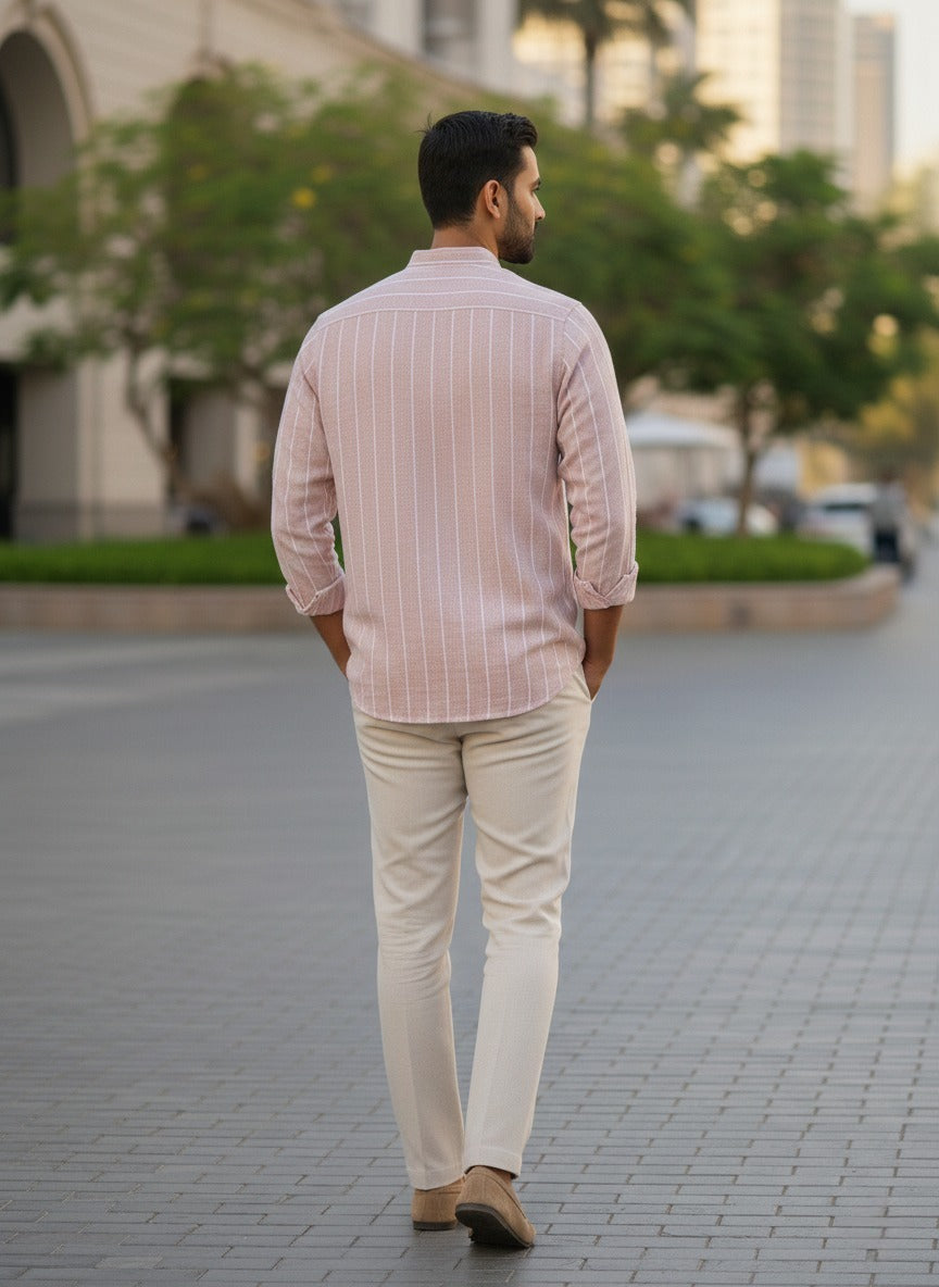 Cottage Cream Striped Linen Shirt India