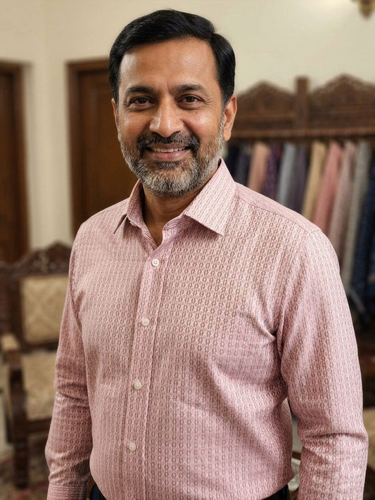 Creamy Pink Shirt (Diamond Pattern) Privee Paris