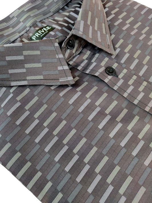 Grey Formal Shirt (Column Pattern)