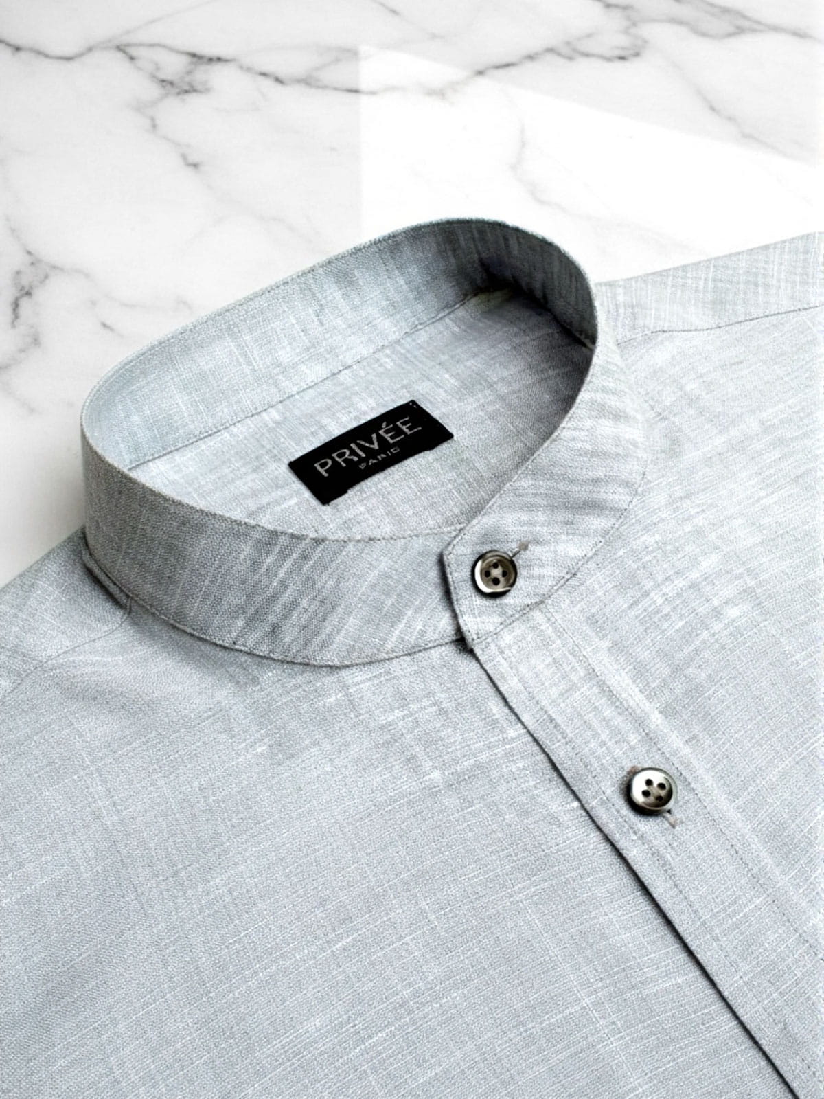 Grey Linen Shirts India (Band Collar)