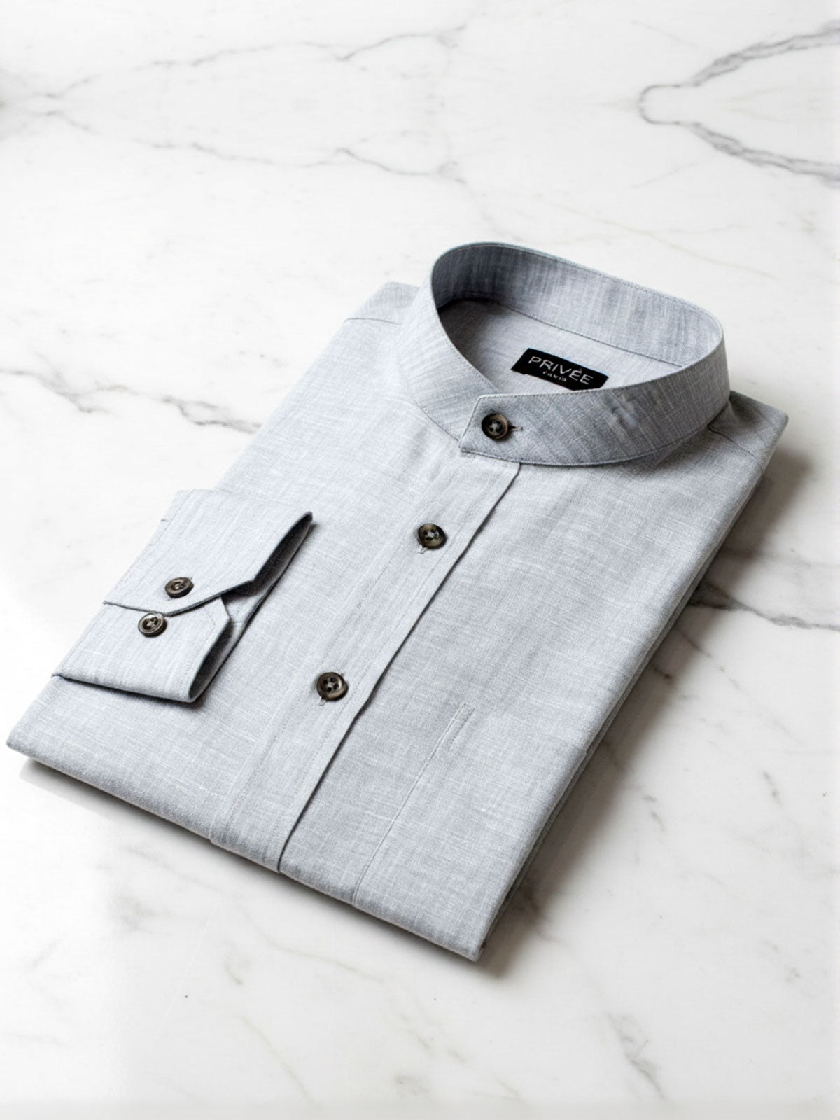 Grey Linen Shirts (Band Collar)