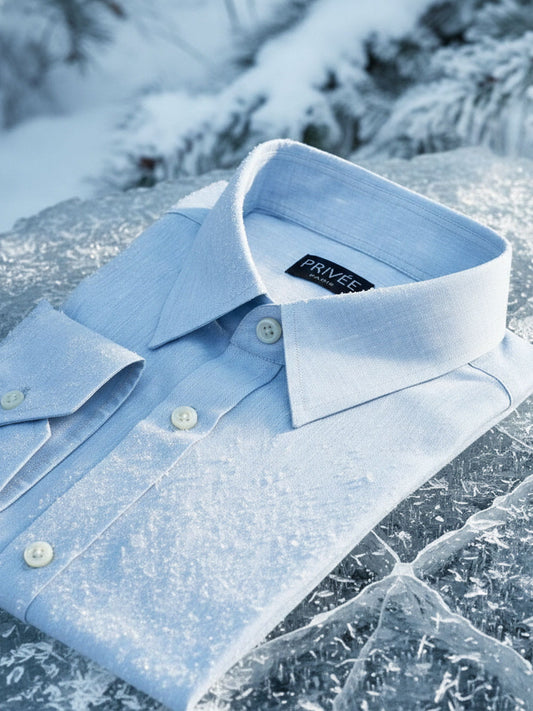 Privee Paris Ice Blue Linen Shirt