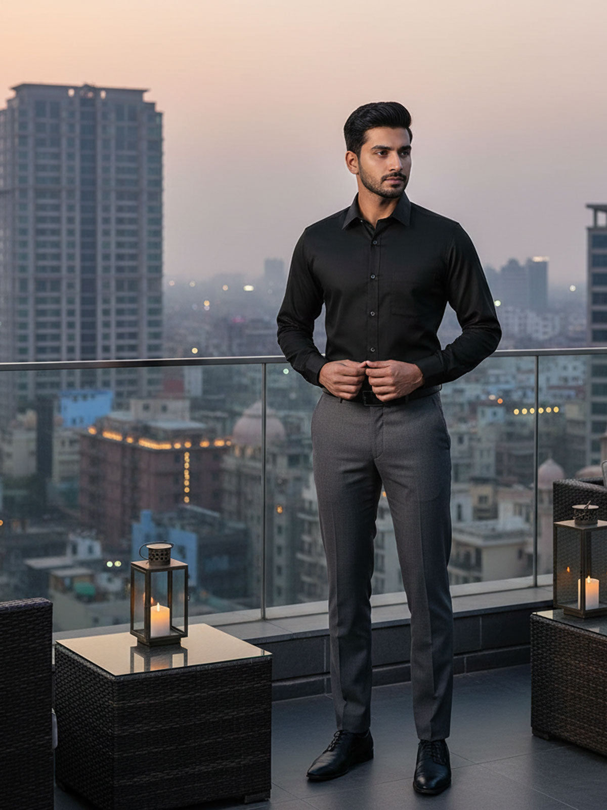 Jet Black Cotton Shirt