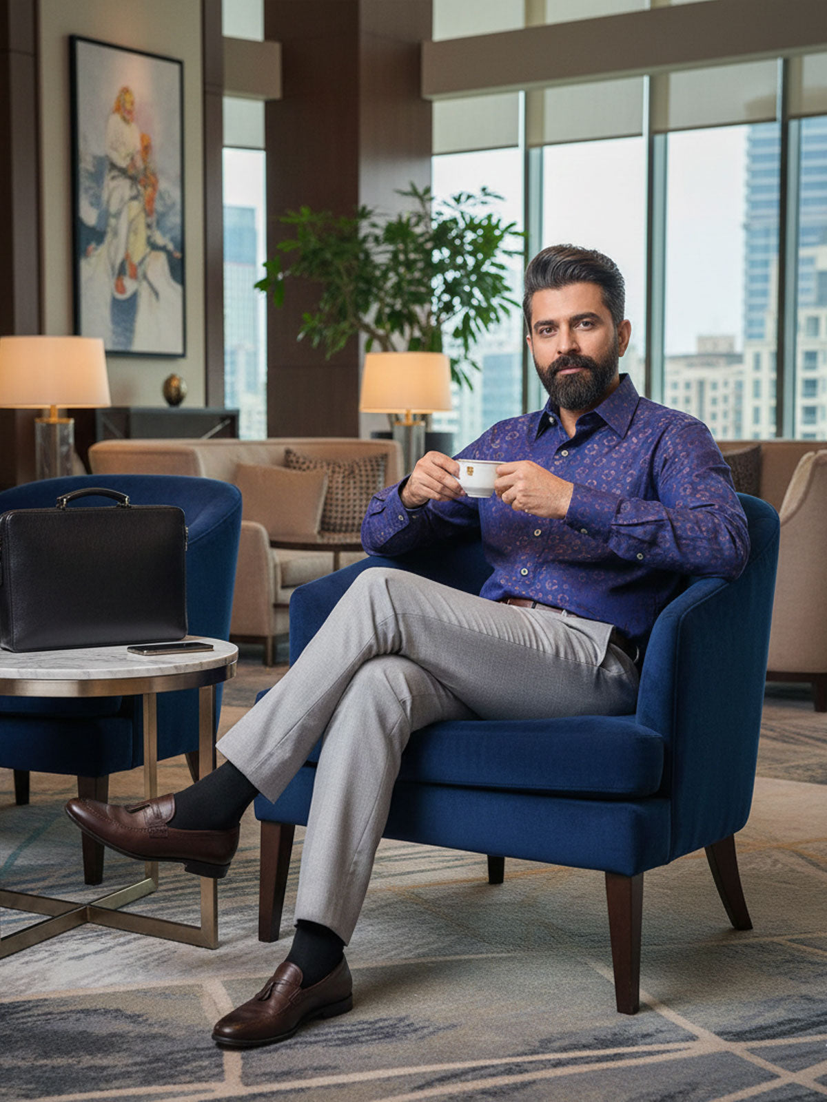 Liberty Blue Designer Shirt (Silky Smooth) Privee Paris