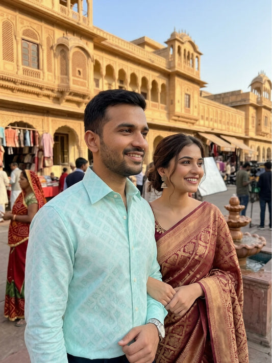 Light Aquamarine Wedding Shirt India