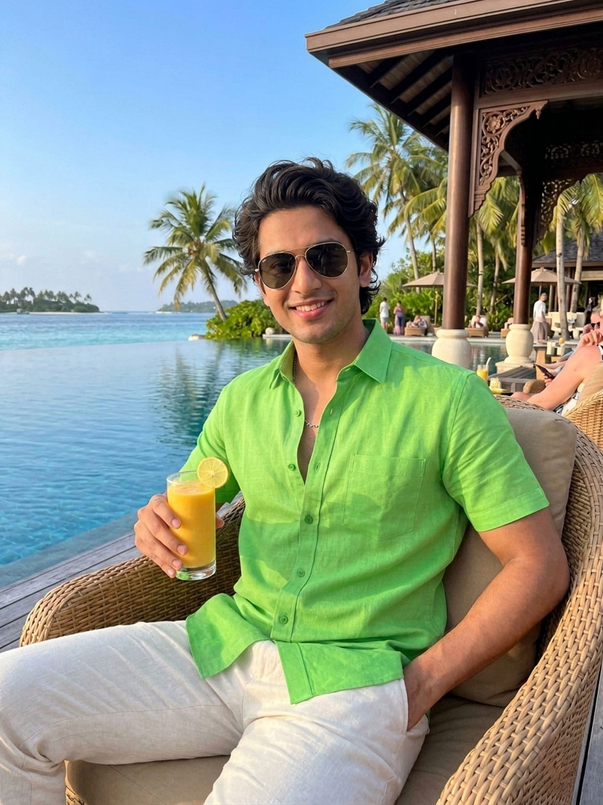 Privee Paris Lime Green Linen Shirt