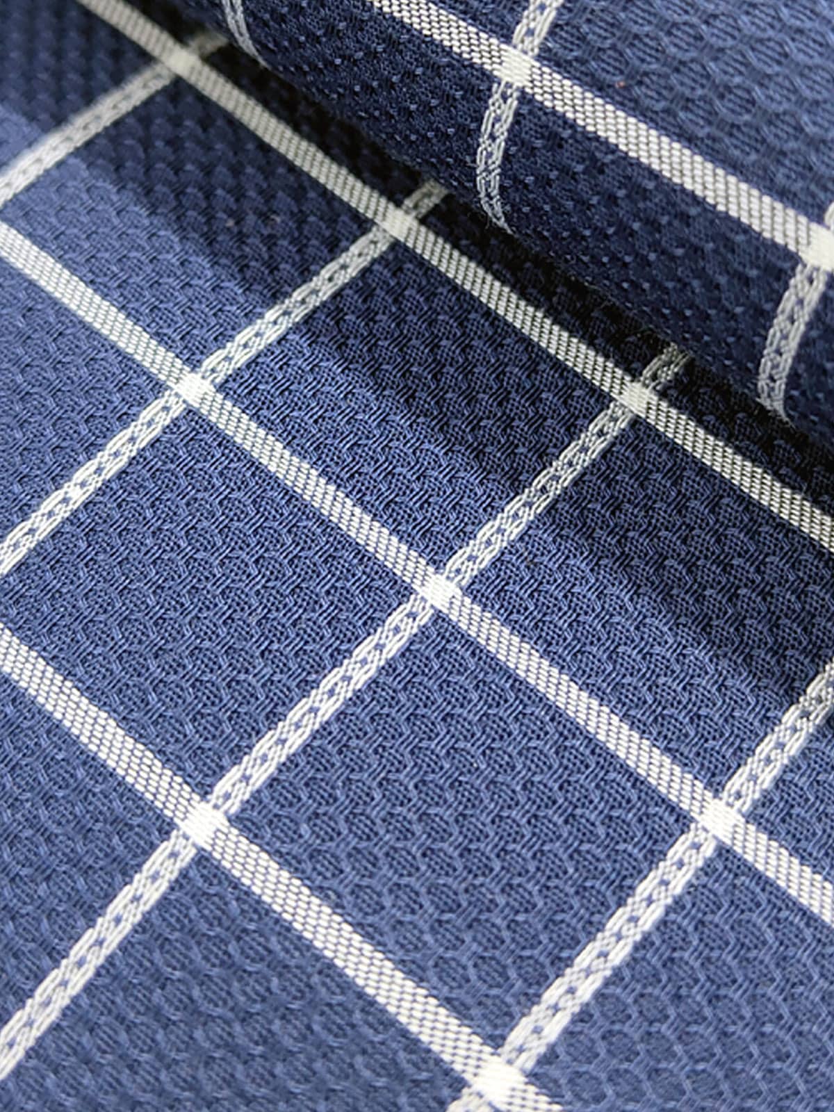 Luxe Blue Check Shirt Fabric