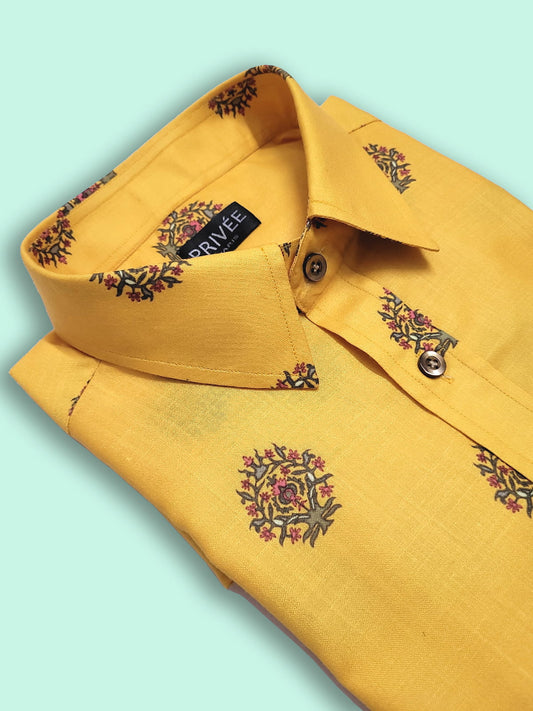 Floral Yellow Print Shirt
