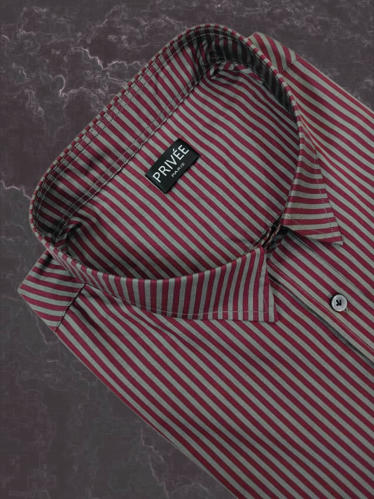 Maroon Grey Striped Shirt