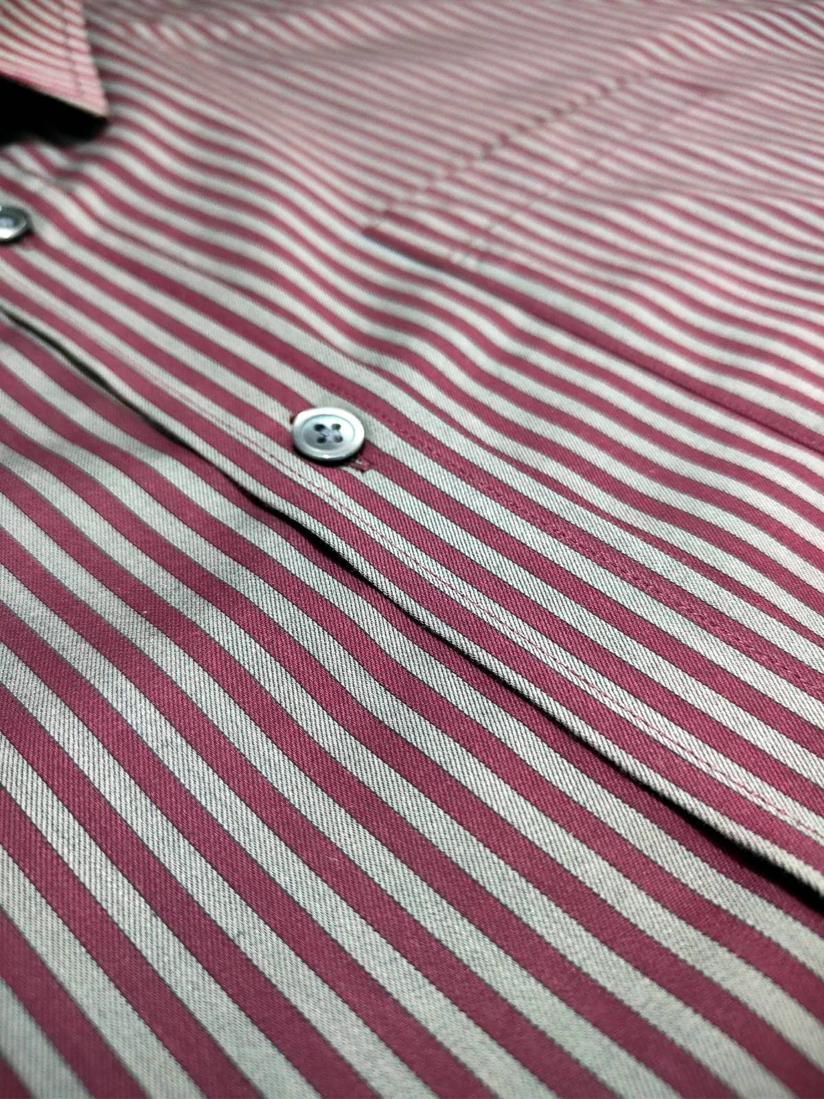 Maroon Grey Striped Shirt Priveeparis