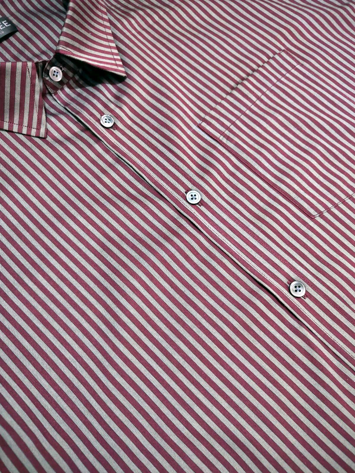 Maroon Grey Striped Shirt