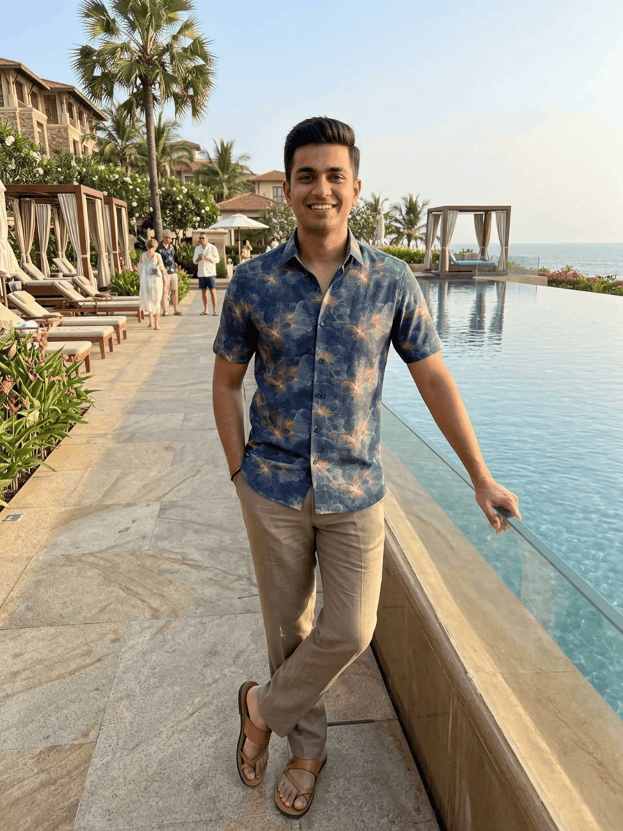 Midnight Blue Floral Print Shirt