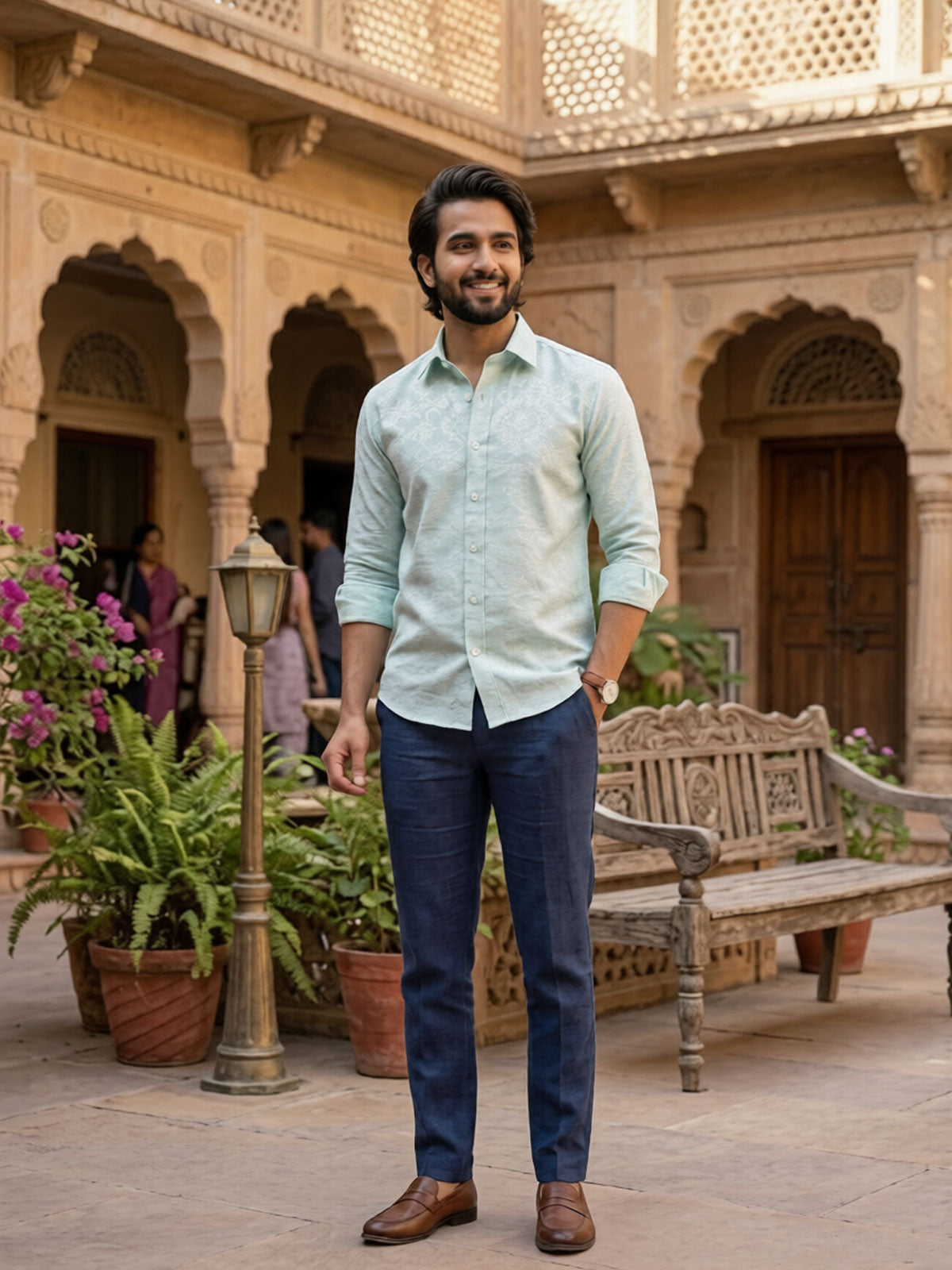 Mint Cream Wedding Shirt