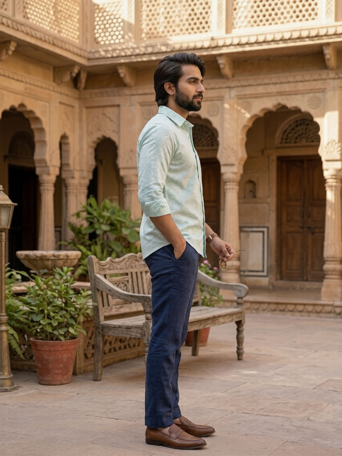 Mint Cream Wedding Shirt India