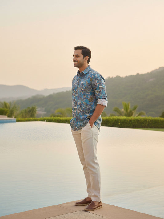 Ocean Breeze Tropical Print Shirt