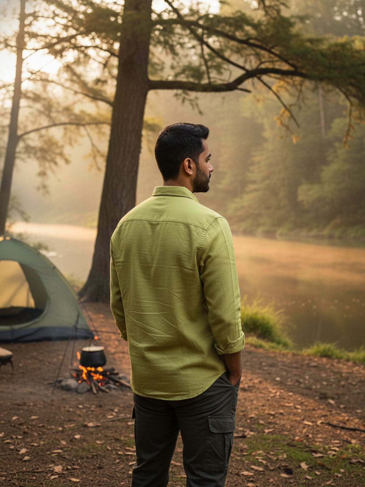 Olive Green Linen Shirt Privee Paris