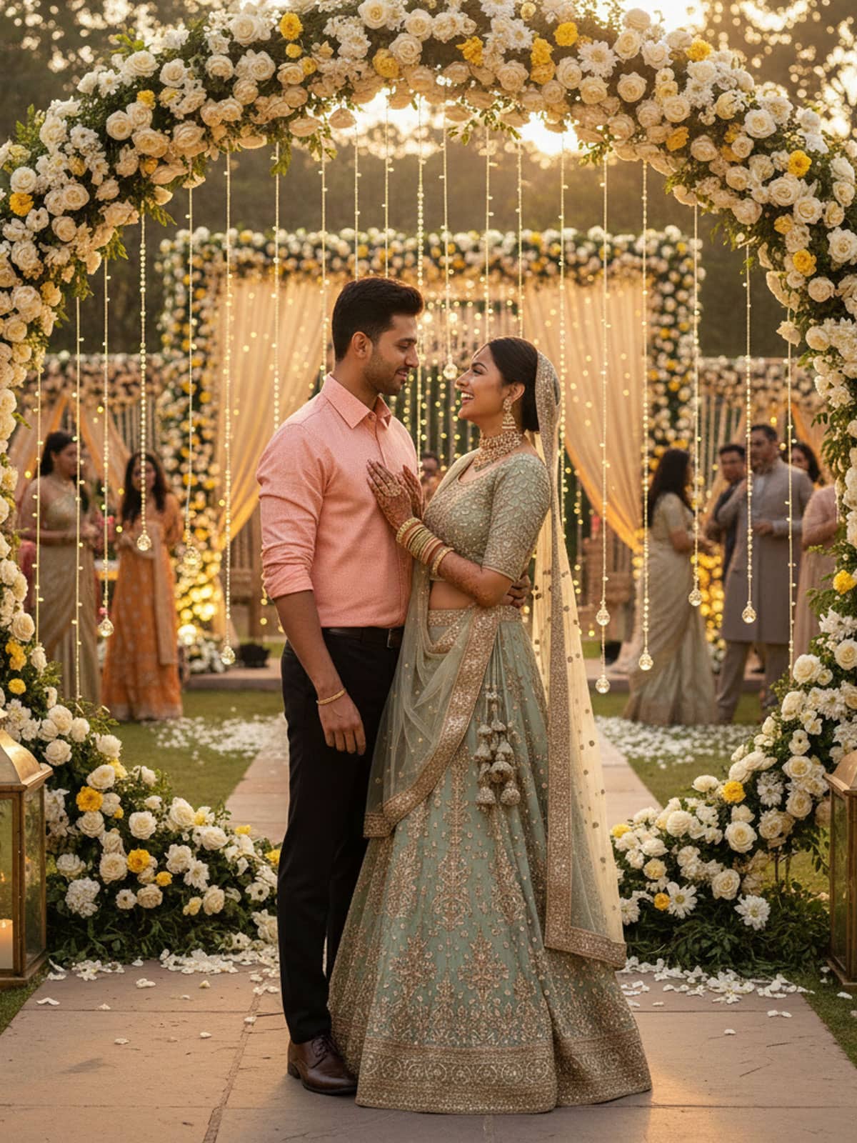 Peach Colour Shirt for Indian Wedding