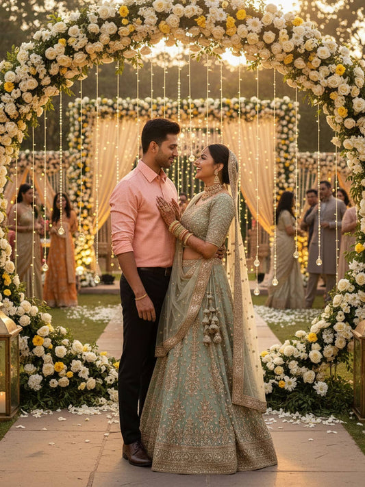 Peach Colour Shirt for Indian Wedding