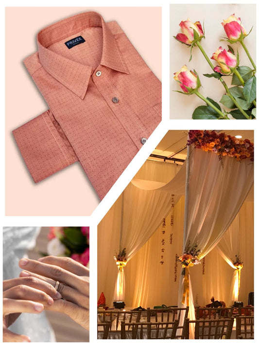 Peach Colour Shirt for Wedding